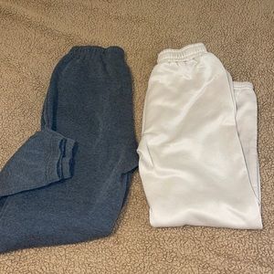 Gray and beige joggers worn a few times but are a little too big now.